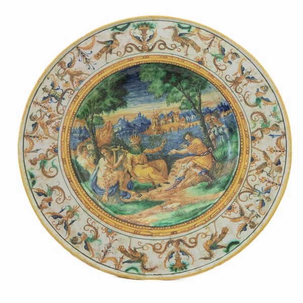 Piatto da parata in ceramica policroma  - Asta Smart Auction: arredi, dipinti, sculture, argenti e altro a prezzi vantaggiosi - Associazione Nazionale - Case d'Asta italiane