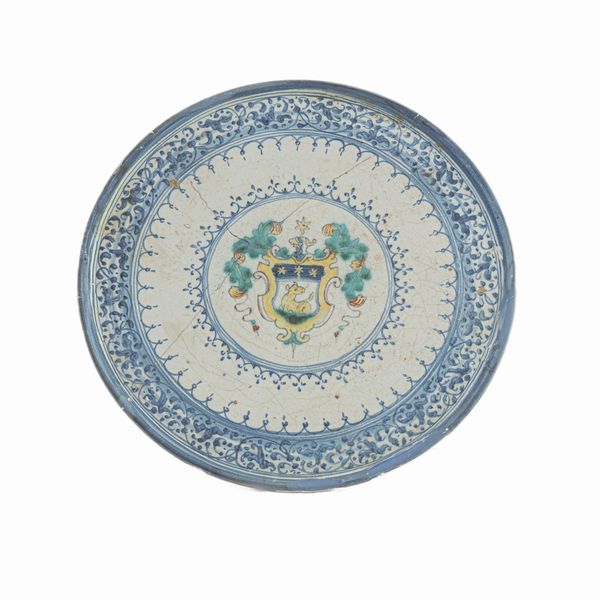 Alzata centrotavola in ceramica bianca e blu  - Asta Smart Auction: arredi, dipinti, sculture, argenti e altro a prezzi vantaggiosi - Associazione Nazionale - Case d'Asta italiane