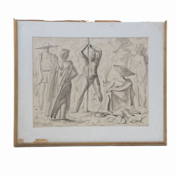 ACHILLE CAPIZZANO : La spiaggia  - Asta Smart Auction: arredi, dipinti, sculture, argenti e altro a prezzi vantaggiosi - Associazione Nazionale - Case d'Asta italiane