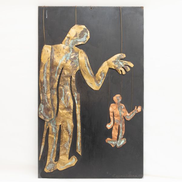 Le marionette, bassorilievo in metallo  - Asta Smart Auction: arredi, dipinti, sculture, argenti e altro a prezzi vantaggiosi - Associazione Nazionale - Case d'Asta italiane