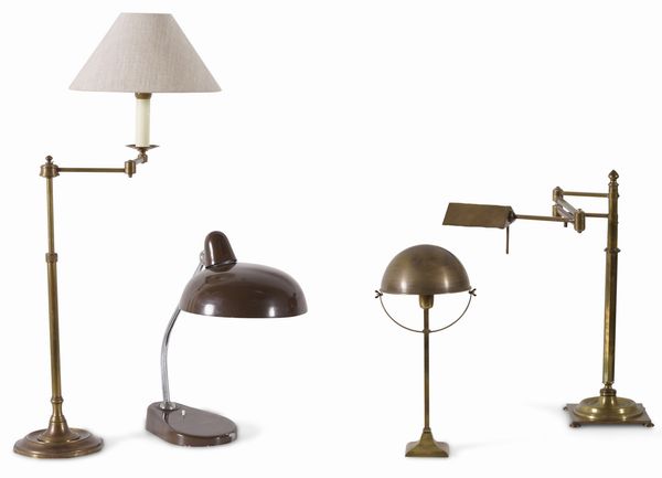 Quattro lampade da tavolo diverse in metallo  - Asta Antiquariato - Associazione Nazionale - Case d'Asta italiane