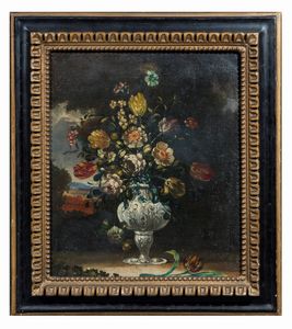 Anonimo del XVIII secolo Natura morta con vaso di fiori  - Asta Antiquariato - Associazione Nazionale - Case d'Asta italiane