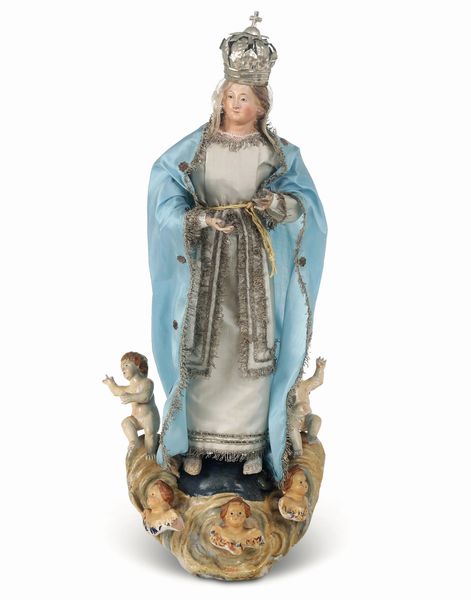 Madonna assunta. Ceroplasta italiano del XIX secolo  - Asta Scultura - Associazione Nazionale - Case d'Asta italiane