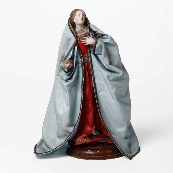 Madonna con veste rossa e manto azzurro, Napoli XIX secolo  - Asta Scultura - Associazione Nazionale - Case d'Asta italiane