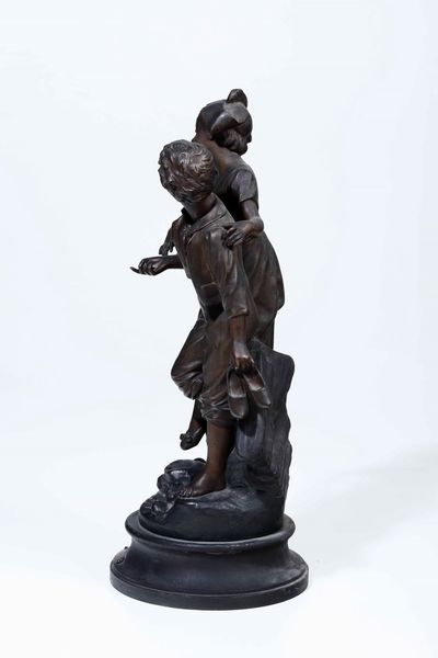 Da modello di Ren Charles Mass (1855-1913). Fonditore del XX secolo Il passaggio del guado  - Asta Scultura - Associazione Nazionale - Case d'Asta italiane