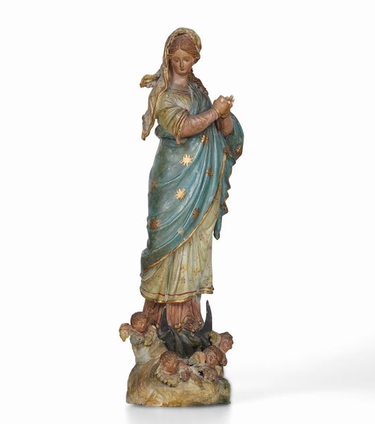 Immacolata concezione. Plasticatore del XIX secolo  - Asta Scultura - Associazione Nazionale - Case d'Asta italiane