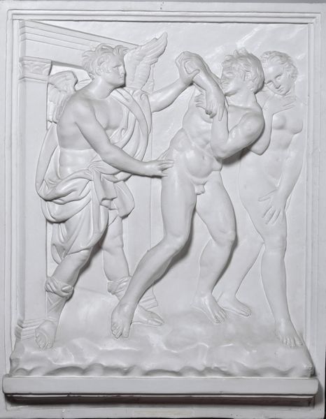 Coppia di formelle ad altorilievo in gesso raffiguranti Creazione di Adamo e Cacciata dal Paradiso terrestre, fine XIX secolo  - Asta Scultura - Associazione Nazionale - Case d'Asta italiane