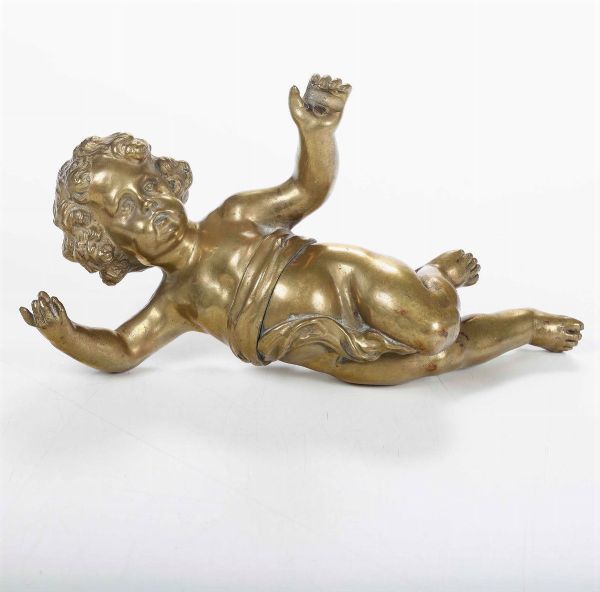 Putto in bronzo dorato. Arte barocca del XVII-XVIII secolo  - Asta Scultura - Associazione Nazionale - Case d'Asta italiane