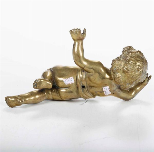 Putto in bronzo dorato. Arte barocca del XVII-XVIII secolo  - Asta Scultura - Associazione Nazionale - Case d'Asta italiane