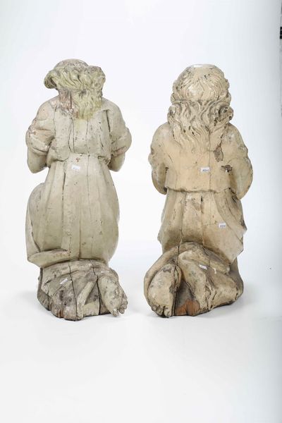 Coppia di angeli oranti. Scultore del XVIII secolo  - Asta Scultura - Associazione Nazionale - Case d'Asta italiane