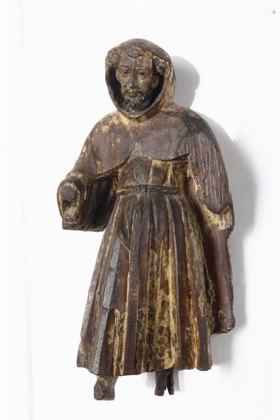 Figura di Santo. Scultore del XVI-XVII secolo  - Asta Scultura - Associazione Nazionale - Case d'Asta italiane