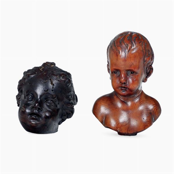 Testa di putto e busto di fanciullo. Arte del XVIII-XIX secolo  - Asta Scultura - Associazione Nazionale - Case d'Asta italiane