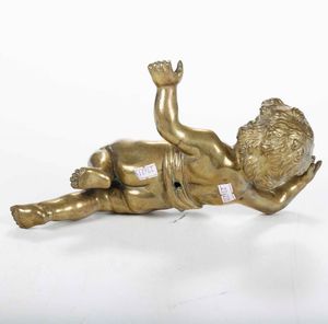 Putto in bronzo dorato. Arte barocca del XVII-XVIII secolo  - Asta Scultura - Associazione Nazionale - Case d'Asta italiane