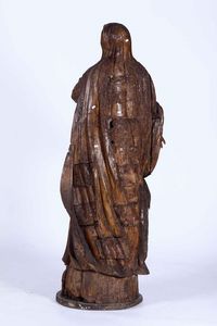 Dolente. Legno scolpito (privo della policromia). Arte barocca emiliana del XVII-XVIII secolo  - Asta Scultura - Associazione Nazionale - Case d'Asta italiane