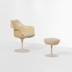 EERO SAARINEN : Sedia con pouf mod. Tulip  - Asta Design LAB - Associazione Nazionale - Case d'Asta italiane