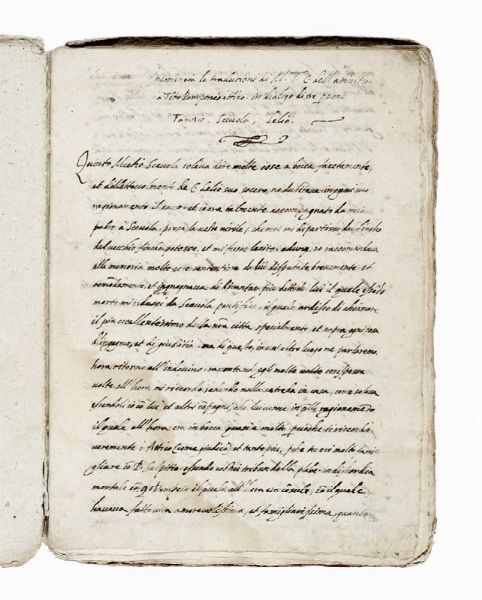 MARCUS TULLIUS CICERO : Incomincia le traduzioni di M. T. C[icerone] dell'amicitia / a Tito Pomponio Attico in dialogo di tre persone / Fannio, Scevola, Lelio.  - Asta Libri, autografi e manoscritti - Associazione Nazionale - Case d'Asta italiane