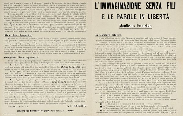 Filippo Tommaso Marinetti : L?immaginazione senza fili e le parole in libert.  - Asta Libri, autografi e manoscritti - Associazione Nazionale - Case d'Asta italiane