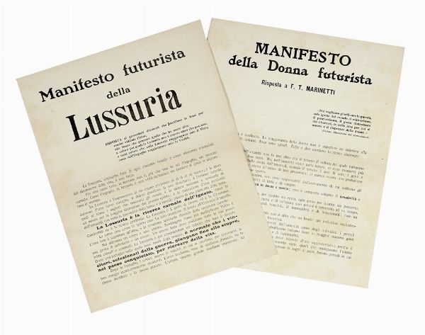 VALENTINE SAINT-POINT VALENTINE DE : Manifesto futurista della lussuria.  - Asta Libri, autografi e manoscritti - Associazione Nazionale - Case d'Asta italiane