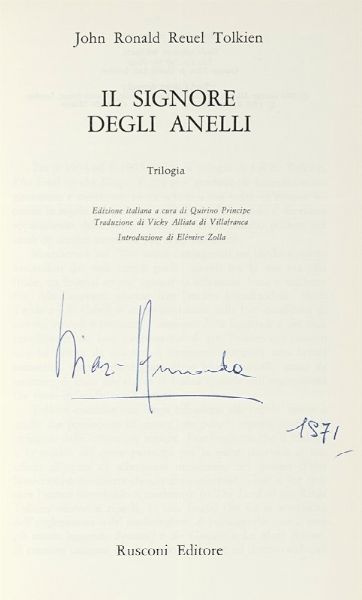 J. R. R. TOLKIEN : Il signore degli anelli. Trilogia.  - Asta Libri, autografi e manoscritti - Associazione Nazionale - Case d'Asta italiane