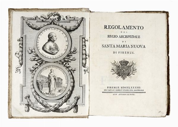 MARCO COVONI GIROLAMI : Regolamento del Regio Arcispedale di Santa Maria Nuova di Firenze.  - Asta Libri, autografi e manoscritti - Associazione Nazionale - Case d'Asta italiane