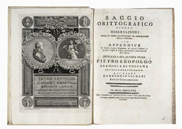 Ambrogio Soldani : Saggio orittografico ovvero osservazioni sopra le terre nautilitiche ed ammonitiche della Toscana.  - Asta Libri, autografi e manoscritti - Associazione Nazionale - Case d'Asta italiane