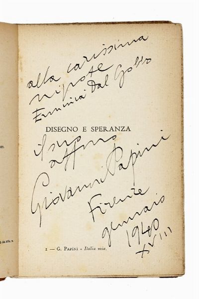 GIOVANNI PAPINI : Dediche autografe su 7 libri.  - Asta Libri, autografi e manoscritti - Associazione Nazionale - Case d'Asta italiane