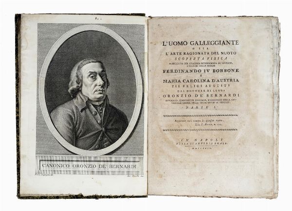 ORONZIO DE BERNARDI : L'uomo galleggiante o sia l'arte ragionata del nuoto [...] Parte I [- II].  - Asta Libri, autografi e manoscritti - Associazione Nazionale - Case d'Asta italiane