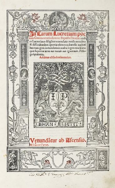 TITUS CARUS LUCRETIUS : In Carum Lucretium poetam commentarii a Ioanne Baptista Pio editi...  - Asta Libri, autografi e manoscritti - Associazione Nazionale - Case d'Asta italiane