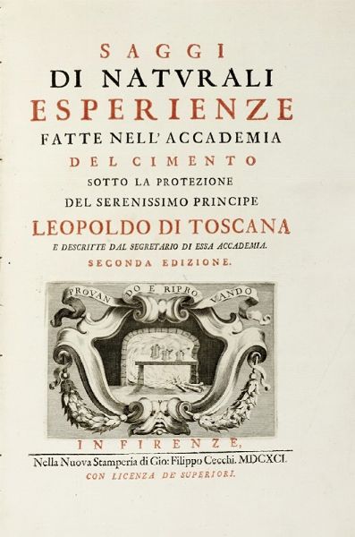 LORENZO MAGALOTTI : Saggi di naturali esperienze fatte nell'Accademia del Cimento...  - Asta Libri, autografi e manoscritti - Associazione Nazionale - Case d'Asta italiane