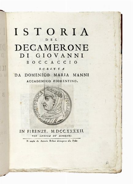 DOMENICO MARIA MANNI : Istoria del Decamerone.  - Asta Libri, autografi e manoscritti - Associazione Nazionale - Case d'Asta italiane