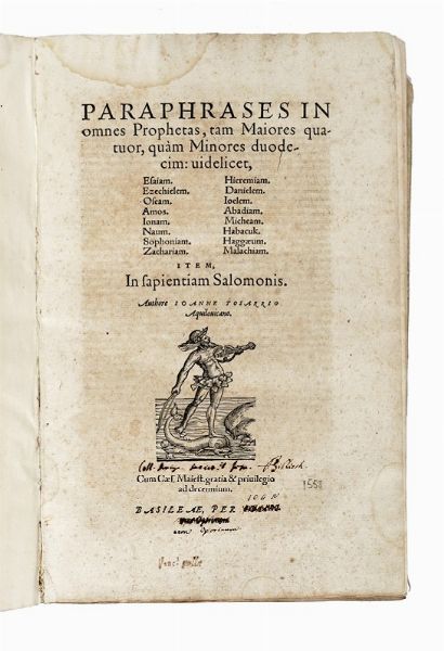 JOHANNES SARTORIUS : Paraphrases in omnes Prophetas...  - Asta Libri, autografi e manoscritti - Associazione Nazionale - Case d'Asta italiane