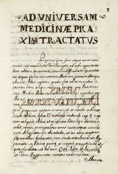 Ad Universam Medicinae Praxim Tractatus.  - Asta Libri, autografi e manoscritti - Associazione Nazionale - Case d'Asta italiane