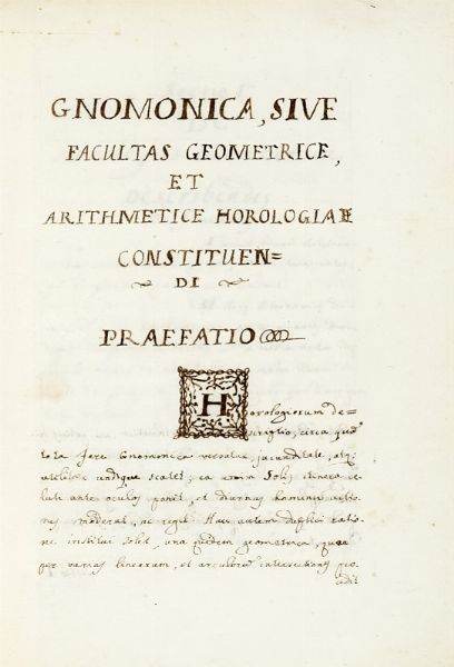 Gnomonica, sive geometrice, et artithmetice horologiae constituendi.  - Asta Libri, autografi e manoscritti - Associazione Nazionale - Case d'Asta italiane