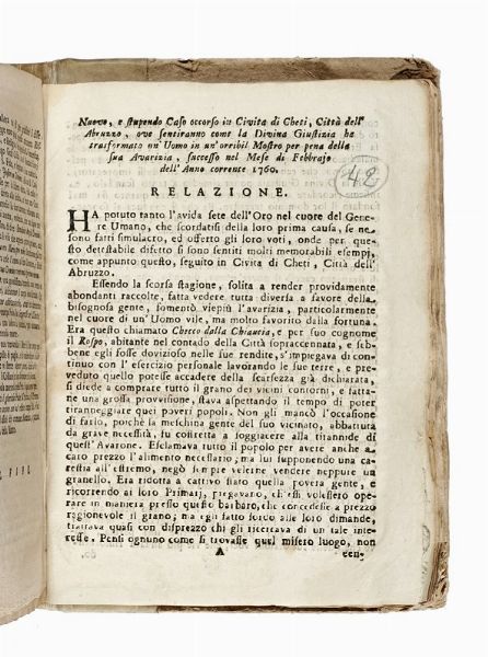 Miscellanea di opuscoli vari relativi a santi, alla morte di regnanti e a fatti di cronaca dell'epoca (omicidi, incendi, terremoti ecc.).  - Asta Libri, autografi e manoscritti - Associazione Nazionale - Case d'Asta italiane