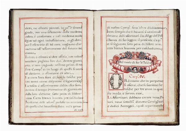 Libro dei Capitoli / dell' / Alma Compagnia / di S. Honofrio [...].  - Asta Libri, autografi e manoscritti - Associazione Nazionale - Case d'Asta italiane