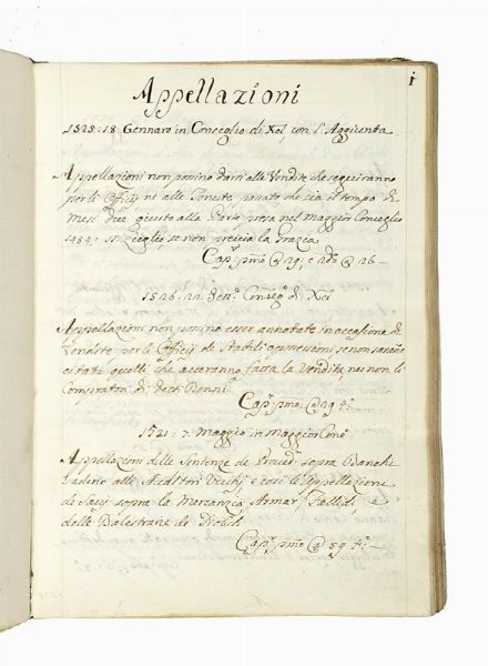 Capitoli del Consiglio dei Quaranta.  - Asta Libri, autografi e manoscritti - Associazione Nazionale - Case d'Asta italiane