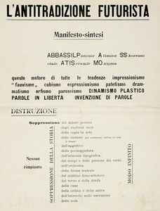 GUILLAUME APOLLINAIRE - L'antitradizione futurista. Manifesto=Sintesi.