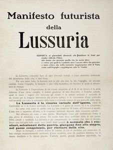 VALENTINE SAINT-POINT VALENTINE DE : Manifesto futurista della lussuria.  - Asta Libri, autografi e manoscritti - Associazione Nazionale - Case d'Asta italiane