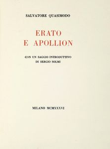 SALVATORE QUASIMODO - Erato e Apollion [...] con un saggio introduttivo di Sergio Solmi.