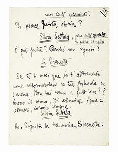 Gabriele D'Annunzio - Foglio autografo dalla tragedia La Gioconda con varianti rispetto alla versione definitiva.