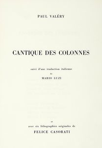 PAUL VALRY : Cantique des colonnes.  - Asta Libri, autografi e manoscritti - Associazione Nazionale - Case d'Asta italiane