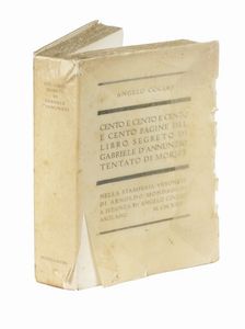 Gabriele D'Annunzio : Dedica autografa su libro Angelo Cocles. Cento e cento e cento e cento pagine del libro segreto di Gabriele d'Annunzio tentato di morire.  - Asta Libri, autografi e manoscritti - Associazione Nazionale - Case d'Asta italiane