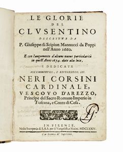 GIUSEPPE MANNUCCI : Le glorie del Clusentino...  - Asta Libri, autografi e manoscritti - Associazione Nazionale - Case d'Asta italiane