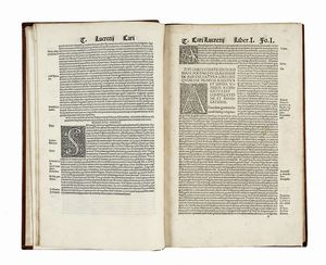 TITUS CARUS LUCRETIUS : In Carum Lucretium poetam commentarii a Ioanne Baptista Pio editi...  - Asta Libri, autografi e manoscritti - Associazione Nazionale - Case d'Asta italiane