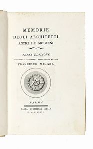 FRANCESCO MILIZIA : Principi di architettura civile. Tomo primo (-terzo).  - Asta Libri, autografi e manoscritti - Associazione Nazionale - Case d'Asta italiane