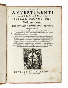 LEONARDO SALVIATI - Degli avvertimenti della lingua sopra'l Decamerone [...]. Diviso in tre libri...