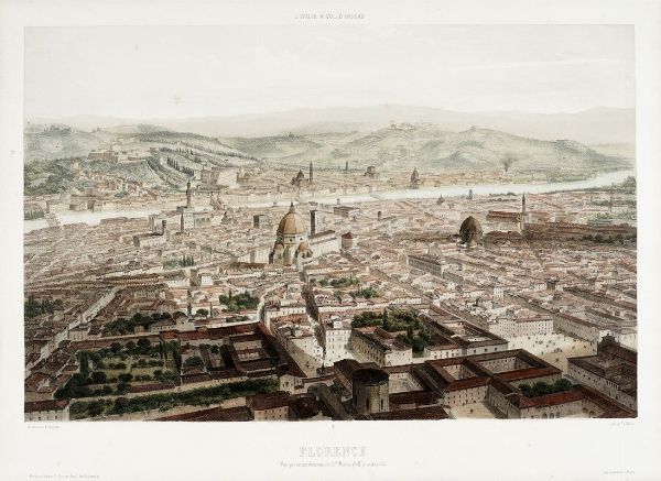 ALFRED GUESDON : Florence.Vue prise au dessus de S.te Marie dell'annuziata / Florence. Vue prise audessus de Bellosguardo.  - Asta Arte Antica, Orientale, Moderna e Contemporanea [parte I] - Associazione Nazionale - Case d'Asta italiane