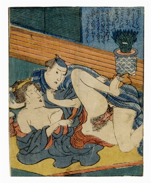 UTAGAWA KUNISADA I (TOYOKUNI III) : Cinque tavole erotiche.  - Asta Arte Antica, Orientale, Moderna e Contemporanea [parte I] - Associazione Nazionale - Case d'Asta italiane