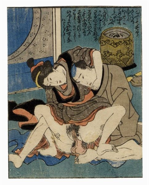 UTAGAWA KUNISADA I (TOYOKUNI III) : Cinque tavole erotiche.  - Asta Arte Antica, Orientale, Moderna e Contemporanea [parte I] - Associazione Nazionale - Case d'Asta italiane