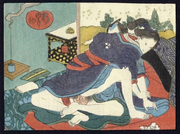 UTAGAWA KUNISADA I (TOYOKUNI III) : Due tavole con coppia di amanti.  - Asta Arte Antica, Orientale, Moderna e Contemporanea [parte I] - Associazione Nazionale - Case d'Asta italiane